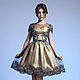 Коктейльное платье золотого цвета,с ручной вышивкой, Платья, Сочи,  Фото №1