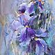 Painting flowers pastel Lilac irises (turquoise purple painting), Pictures, Yuzhno-Uralsk,  Фото №1