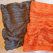 Аксессуары handmade. Livemaster - original item Grey, orange Snood, scarf, cowl. Handmade.