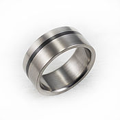 Украшения handmade. Livemaster - original item Titanium ring with a Black stripe of zirconium. Handmade.