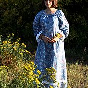 Льняное платье с вышивкой"Майская трава"
