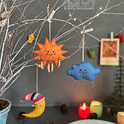 Сувениры и подарки handmade. Livemaster - original item Christmas decorations: Set toys on the Christmas tree: The Sun, The Cloud, The Month. Handmade.