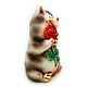 Ceramic figurine 'Cat with a rose'. Figurine. aboka. My Livemaster. Фото №4