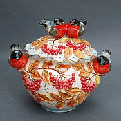 Посуда handmade. Livemaster - original item Sugar bowl with decoration 