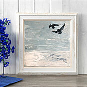 Картины и панно handmade. Livemaster - original item Marine painting, oil painting on canvas, 20h20 cm. Handmade.