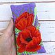 Glass case made of beads Flaming poppies, Eyeglass case, Abakan,  Фото №1