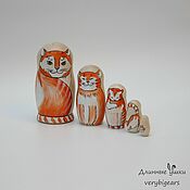 Куклы и игрушки handmade. Livemaster - original item Matryoshka Red cats hand-painted 5 local. Handmade.