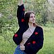 Черный оверсайз женский кардиган крупной ручной вязки с красн. Кардиганы. Оксана (oxigfashion). Ярмарка Мастеров.  Фото №4