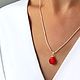 Red coral pendant on a chain-minimalism, stylish decoration, Pendant, Yaroslavl,  Фото №1