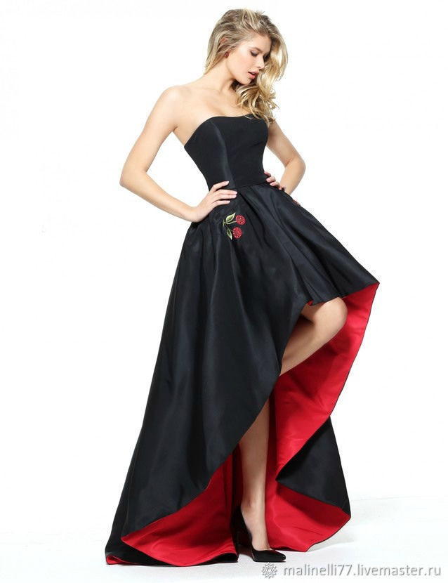 Красное с черным вечернее платье