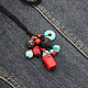 Coral pendant on linen thread-linen coral red black turquoise. Pendants. Ritasdreams (ritasdreams). Online shopping on My Livemaster.  Фото №2