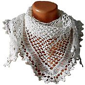 Аксессуары handmade. Livemaster - original item Linen shawl crochet Snowdrops. Master class(video). Handmade.