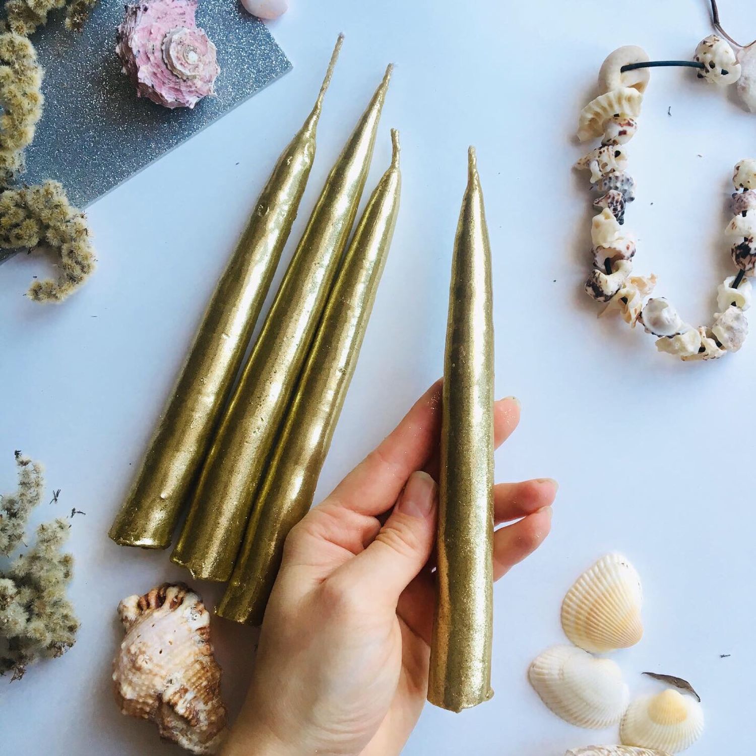 Золотые маканые свечи купить в интернет-магазине Ярмарка Мастеров по ...