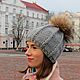 Warm knitted hat in Alpaca wool with fur pompom. Caps. Knit Studio Yana Buryak. Online shopping on My Livemaster.  Фото №2