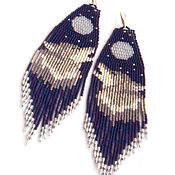 Украшения handmade. Livemaster - original item Earrings-brush: Beaded Earrings, Wolf, Long Brushes. Handmade.