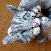 Миниатюрные игрушки: Полосатый кот 1:12 для кукольного домика.ПРОДАН