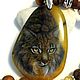 Rysiek – pendant with lacquered miniature paintings from the series 'Wild cats». Pendant. lacquer miniature. Online shopping on My Livemaster.  Фото №2