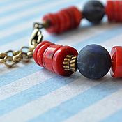 Украшения handmade. Livemaster - original item Coral and sodalite bracelet Mood summer. Handmade.