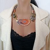 Украшения handmade. Livemaster - original item Large necklace with agate cut, opal and mother-of-pearl 