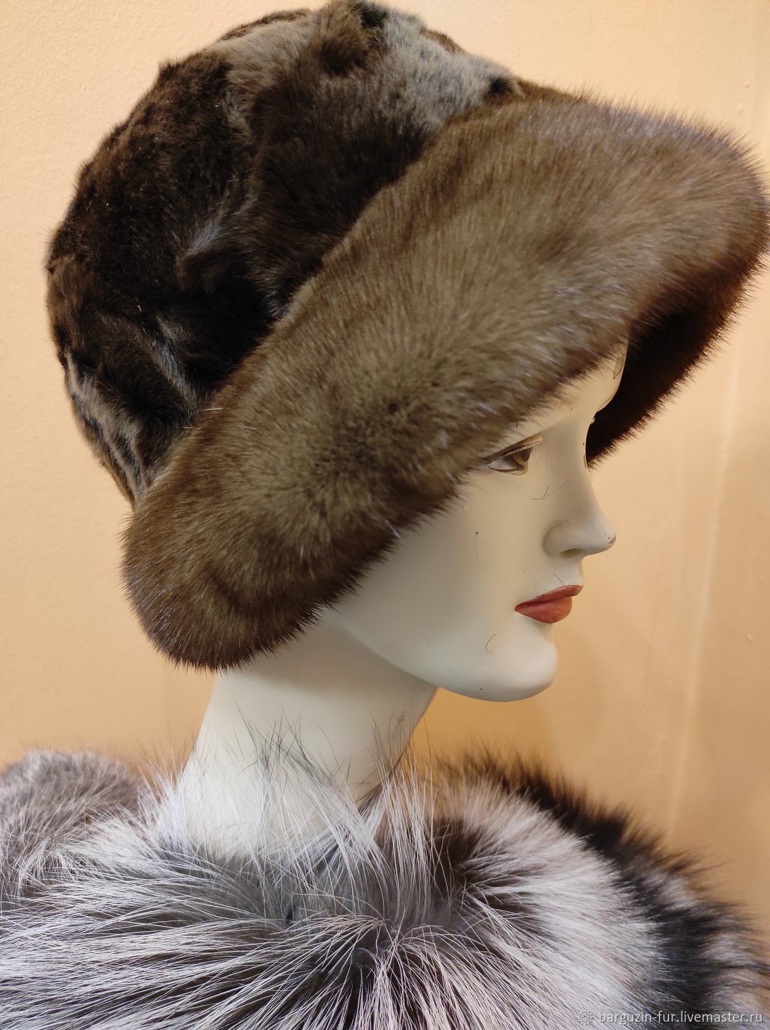 Women's hat made of astrakhan and sable 