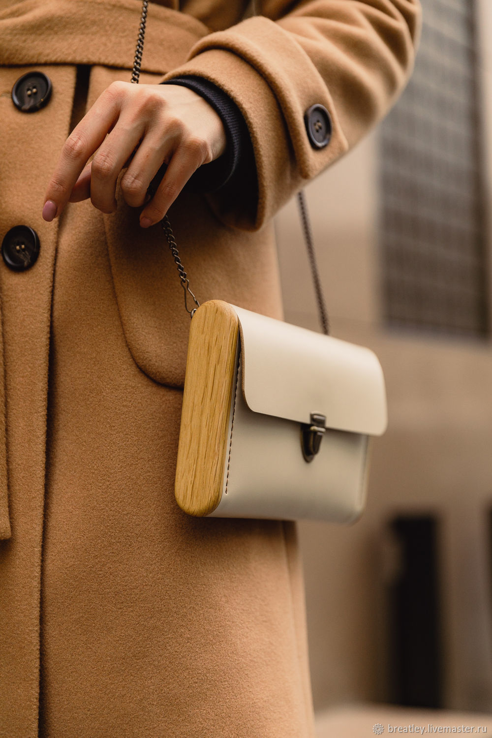 cream leather clutch bag