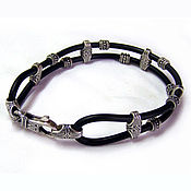 Украшения handmade. Livemaster - original item Lace bracelet: Bracelet rubber with silver accents. Handmade.