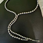 Колье-галстук из натурального жемчуга лавандового цвета, Колье, Кемерово,  Фото №1