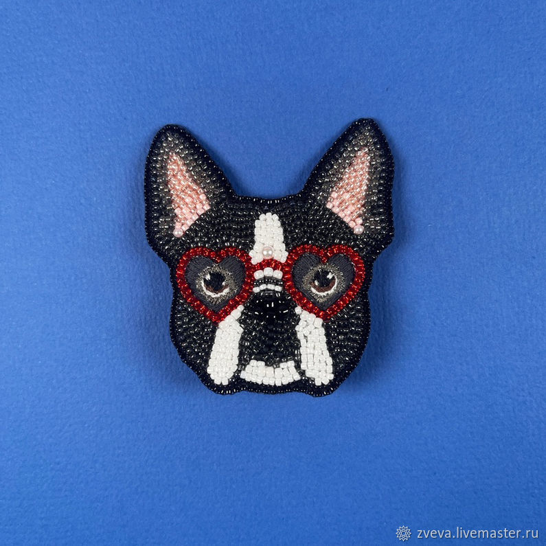 Handmade Beaded brooch French Bulldog puppy dog Made with outlet Swarovski