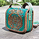Leather bag with Celtic coat of arms-turquoise, Classic Bag, Krasnodar,  Фото №1