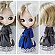 Satin dress for Blythe blue grey, pink lace, Clothes for dolls, Arkhangelsk,  Фото №1