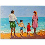 Картины и панно handmade. Livemaster - original item Painting Family at sea 30h40 cm. Handmade.