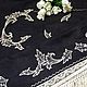 Скатерть льняная вышитая овальная с кружевом бахромой Царица ночи, Скатерти, Кострома,  Фото №1