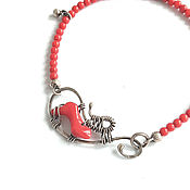 Украшения handmade. Livemaster - original item Silver bracelet with red Mediterranean coral Sardinia. Handmade.