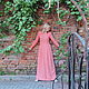 Women's linen dress with long sleeves in the floor peach. Dresses. ZanKa. My Livemaster. Фото №5