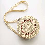 Сумки и аксессуары handmade. Livemaster - original item Round bag made of raffia over the shoulder. Handmade.