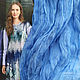 Order Blue stole Batik scarf 'Heavenly' 100% Natural silk%. Silk Batik Watercolor ..VikoBatik... Livemaster. . Scarves Фото №3