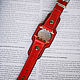 Широкий кожаный браслет для Apple Watch RED. Ремешок для часов. Studio MART . Сделано в Петербурге (martbags). Ярмарка Мастеров.  Фото №5