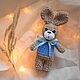 Bunny for the birth of a boy, bunny for a newborn photo shoot. Kits for photo shoots. crochetsofttoys. Online shopping on My Livemaster.  Фото №2