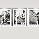 Черно белые Фотокартины город Париж Триптих «Прогулка по улицам Парижа, Фотокартины, Москва,  Фото №1