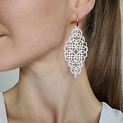 Handmade earrings, Burgundy Long frivolite earrings