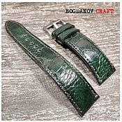 Украшения handmade. Livemaster - original item Classic GreenOstrich Wrist Watch Strap. Handmade.