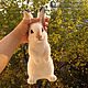 Run-around Bunny / wool Bunny / hare interior toy. Felted Toy. Woolen Zoo. My Livemaster. Фото №5