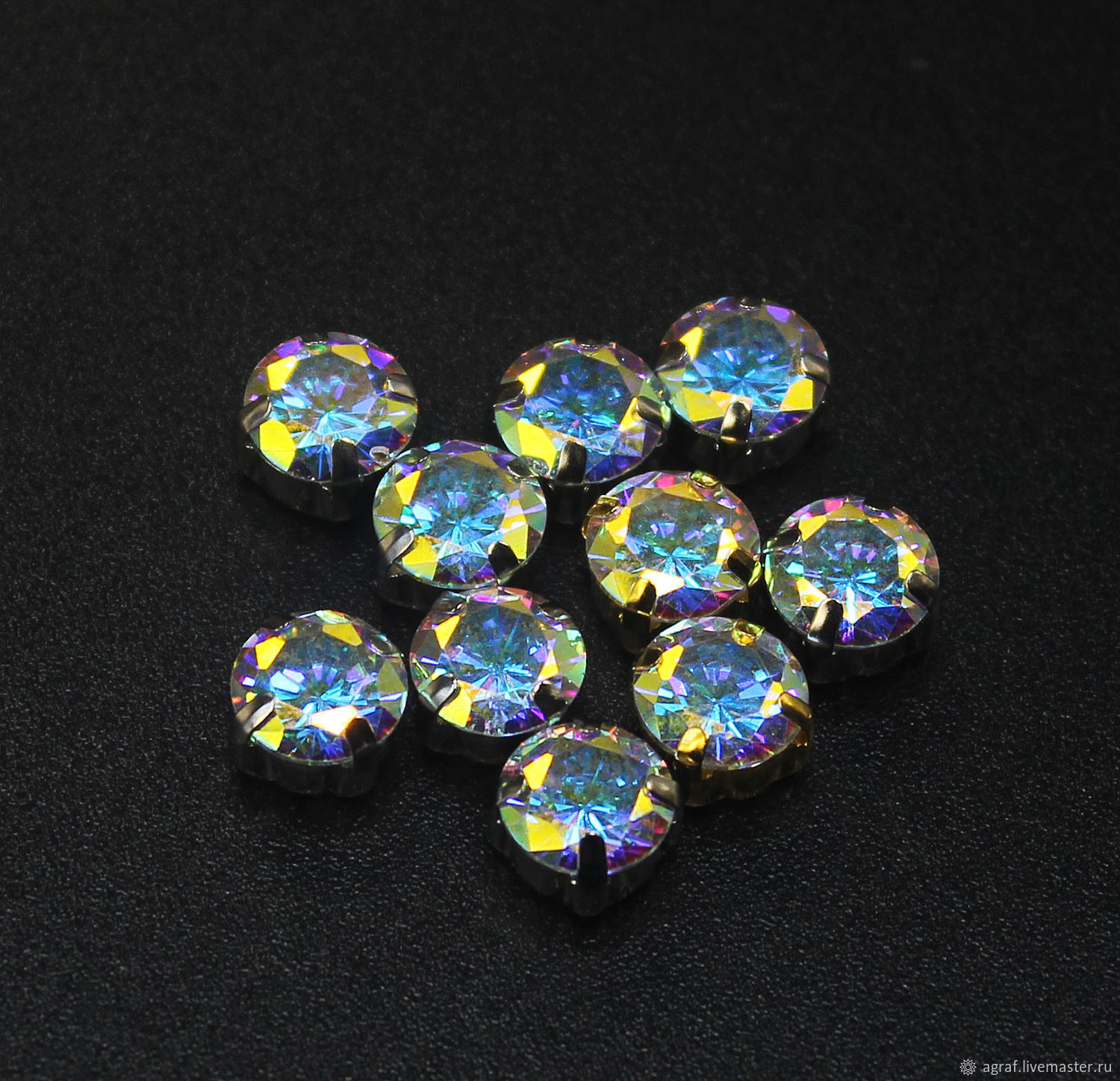 Rhinestones Cubic Zirconia 8 mm Diamond rainbow, Rhinestones, Solikamsk,  Фото №1