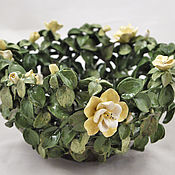 Посуда handmade. Livemaster - original item Openwork bowl Yellow flowers. Handmade.