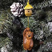 Сувениры и подарки handmade. Livemaster - original item Christmas tree toy wood carved figurine-miniature Winnie the Pooh. Handmade.