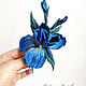 Brooch made of iris blue leather. Brooches. natalya-4 (natalya-4). Online shopping on My Livemaster.  Фото №2