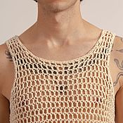 Мужская одежда handmade. Livemaster - original item Men`s T-shirts and T-shirts: men`s mesh T-shirt. Handmade.