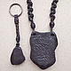 Key chain with lapis lazuli in the skin. Key chain. Marina Lambrozo leather and stone. My Livemaster. Фото №6