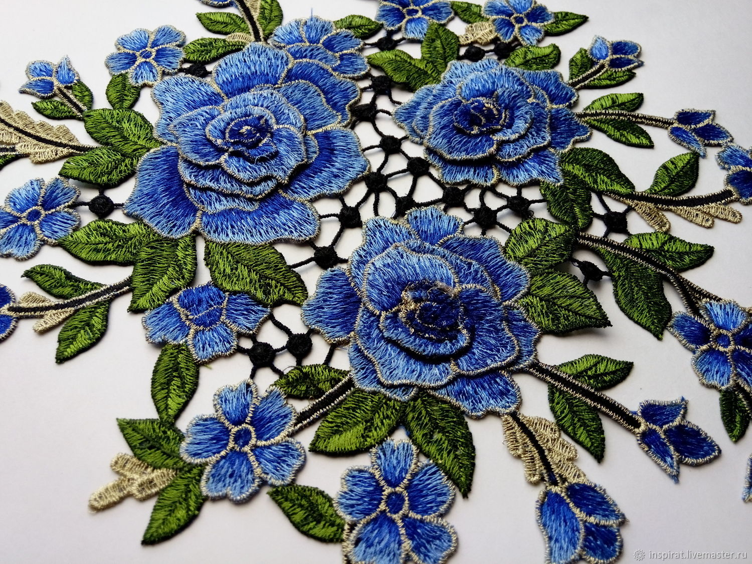 Аппликация вышитая с 3D цветами и люрексом, набор 3 шт купить в ...