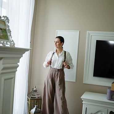 Брюки палаццо (бордо / хаки / шоколад / голубой). "Дом с характером" от Инны Мейрабян. Одежда женская ручной работы - Ярмарка Мастеров Одежда женская ручной работы. Ярмарка Мастеров - ручная работа Брюки палаццо (бордо / хаки / шоколад / голубой). Handmade.